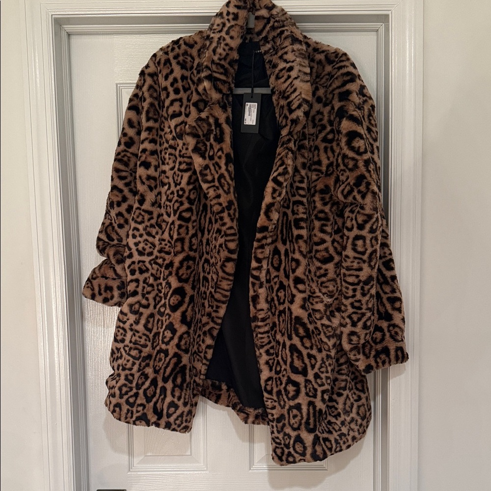 Chic Leopard Print Teddy Jacket